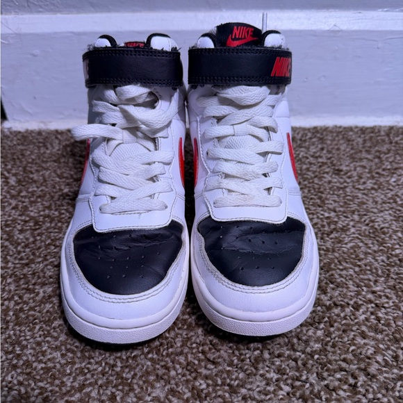 Nike White and Red Mid-Top Basketball Sneakers - Picture 2 of 6